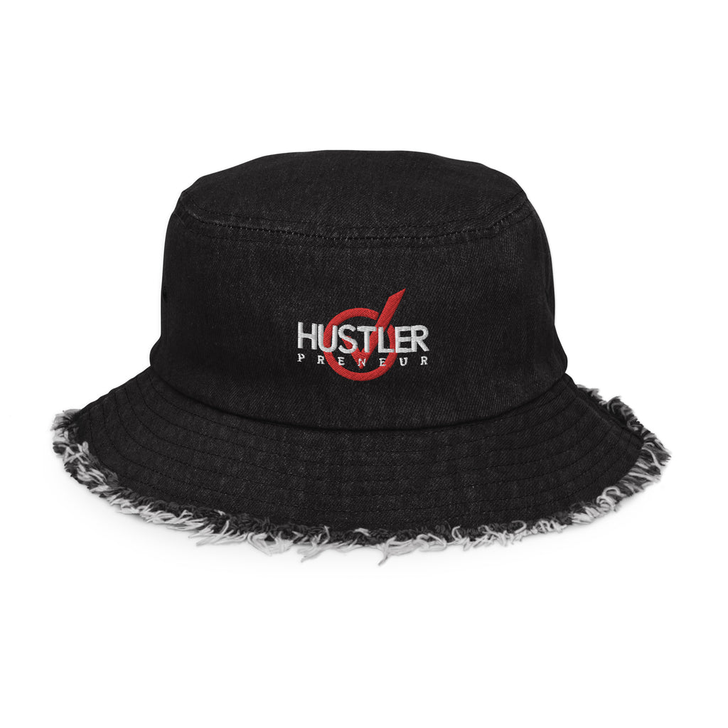 SERIAL PRENEUR: HUSTLER - Distressed denim bucket hat