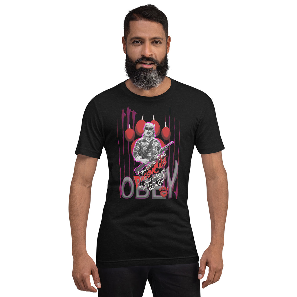 CHIC PUSSY CAT: OBEY - PET PUSSY AND CHEW BUBBLE GUM - Unisex t-shirt