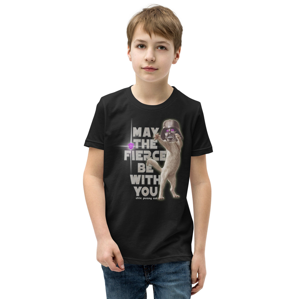 CHIC PUSSY CAT: MAY THE "FIERCE" BE WITH YOU - Youth Short Sleeve T-Shirt